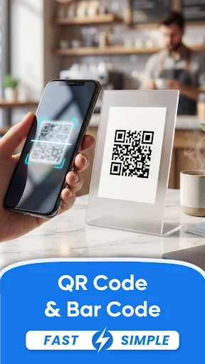 QR Scanner app demonstrating fast and simple QR code and barcode scanning on smartphone