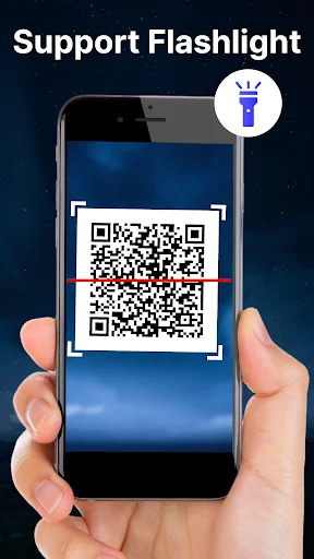 Support flashlight feature enabling QR code scanning in dark environments with illumination