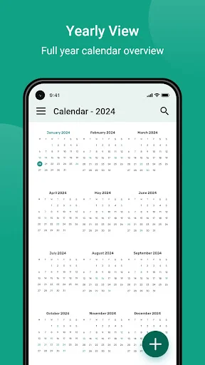 Yearly calendar overview displaying all 12 months of 2024 for comprehensive year-at-a-glance planning