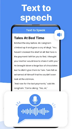 Text-to-speech feature with audio waveform visualization for listening to scanned text content