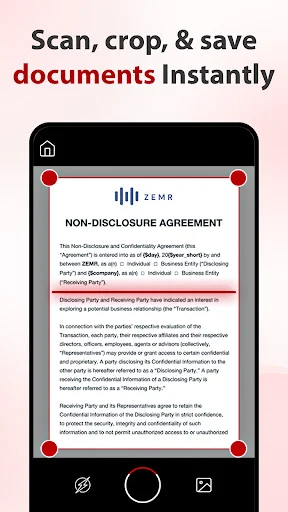 Document scanner with crop tool for scanning and saving documents as PDFs instantly