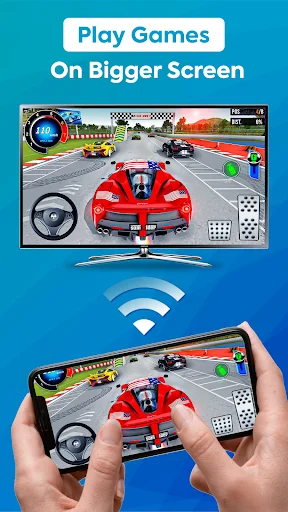 Cast mobile games to TV screen for bigger display gaming via wireless screen mirroring