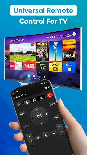 Universal remote control for TV allowing smartphone to manage television functions
