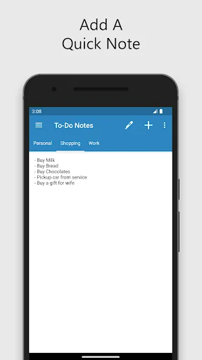 To-Do Notes app home screen with task categories, quick note entry, and organized task list view